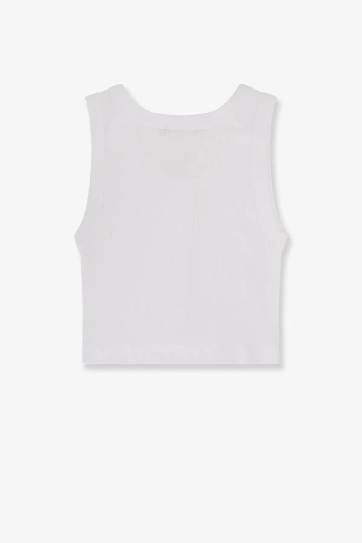 Dolce &amp; Gabbana women’s white ribbed cotton sleeveless crop top with rounded neckline and form-fitting fabric
