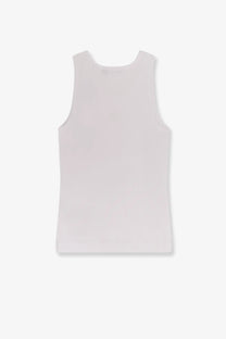 Dolce &amp; Gabbana women’s ribbed cotton white sleeveless tank top with smooth lightweight fabric and minimalist design
