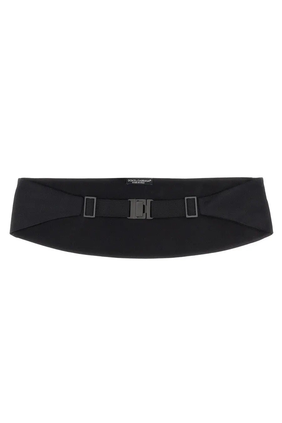 Dolce &amp; gabbana women’s black satin cummerbund with black fabric belt matte plastic buckle and two metal loops