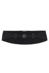 Dolce &amp; gabbana women’s black satin cummerbund with black fabric belt matte plastic buckle and two metal loops