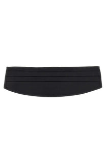 Dolce &amp; Gabbana women’s black satin pleated tuxedo cummerbund with a smooth tailored finish
