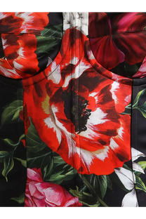 Dolce &amp; Gabbana women’s satin dress black with bold red and white floral print corset top and black accents