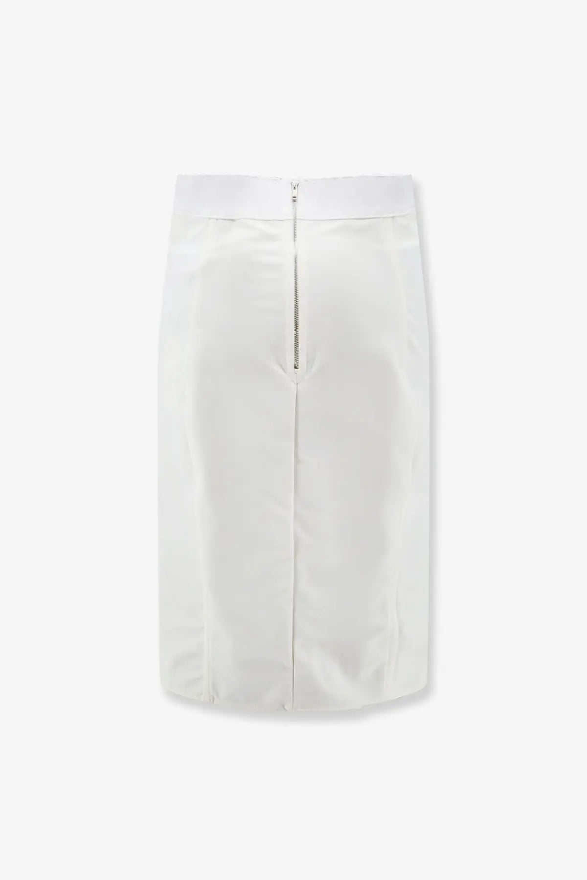 Dolce &amp; gabbana women’s white satin midi pencil skirt with central zipper and elastic waistband