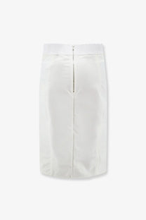 Dolce &amp; gabbana women’s white satin midi pencil skirt with central zipper and elastic waistband