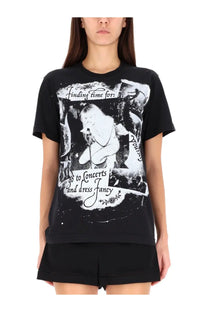 Dolce &amp; gabbana women’s black short-sleeved t-shirt with bold black and white graphic and song lyrics print