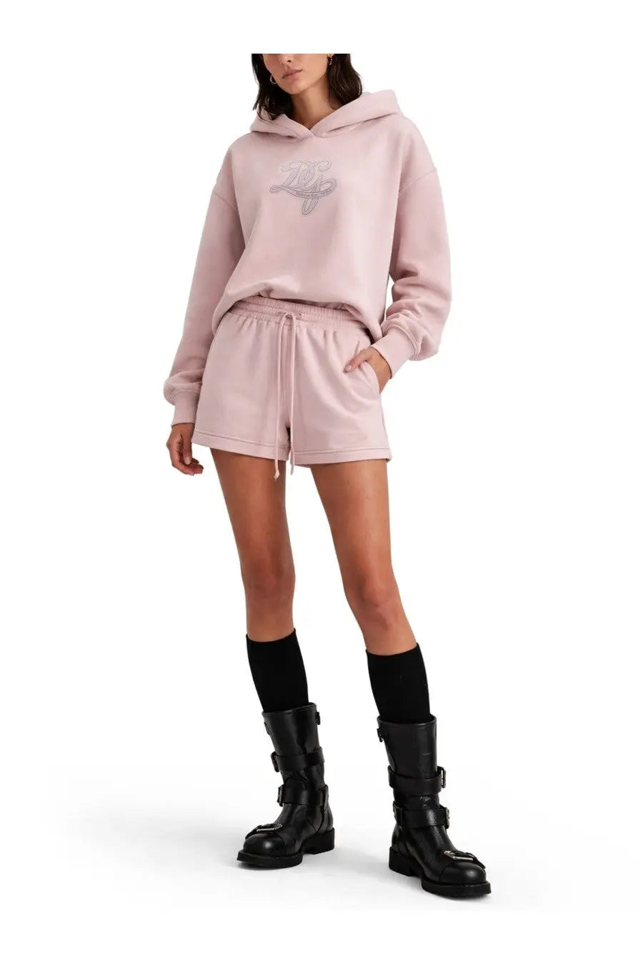 Dolce &amp; gabbana womens soft pink oversized hoodie with subtle embroidered logo on chest