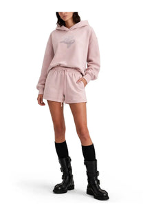 Dolce &amp; gabbana womens soft pink oversized hoodie with subtle embroidered logo on chest