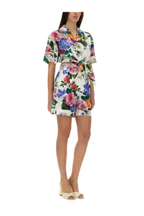 Dolce &amp; Gabbana women’s multicolor shorts with vibrant floral print wrap dress pattern on lightweight fabric