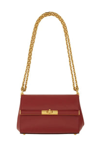 A sleek burgundy leather dolce and gabbana women’s shoulder bag marlene with gold-tone chain strap and clasp