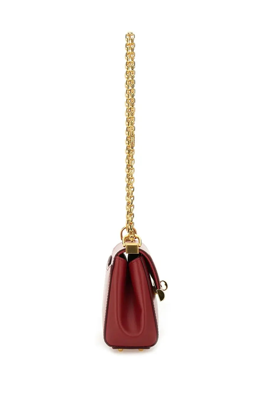A sleek red leather Dolce &amp; Gabbana women’s shoulder bag Marlene with gold-tone chain strap and hardware