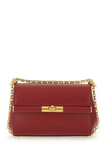 Dolce &amp; Gabbana women’s shoulder bag Marlene red with sleek structured leather and gold-tone chain strap and clasp
