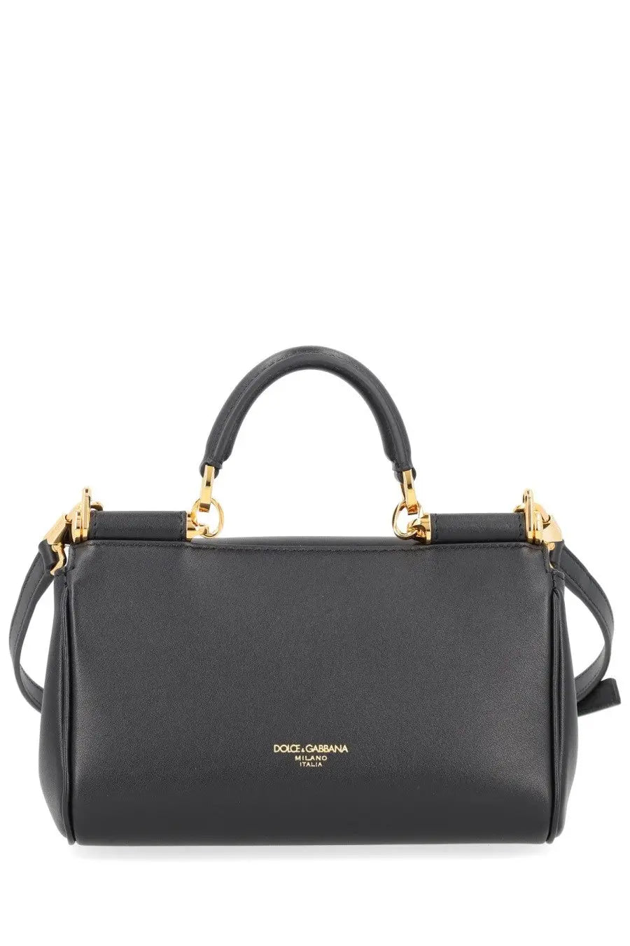 Dolce &amp; Gabbana women’s my sicily bag black leather handbag with gold-tone hardware and top handles