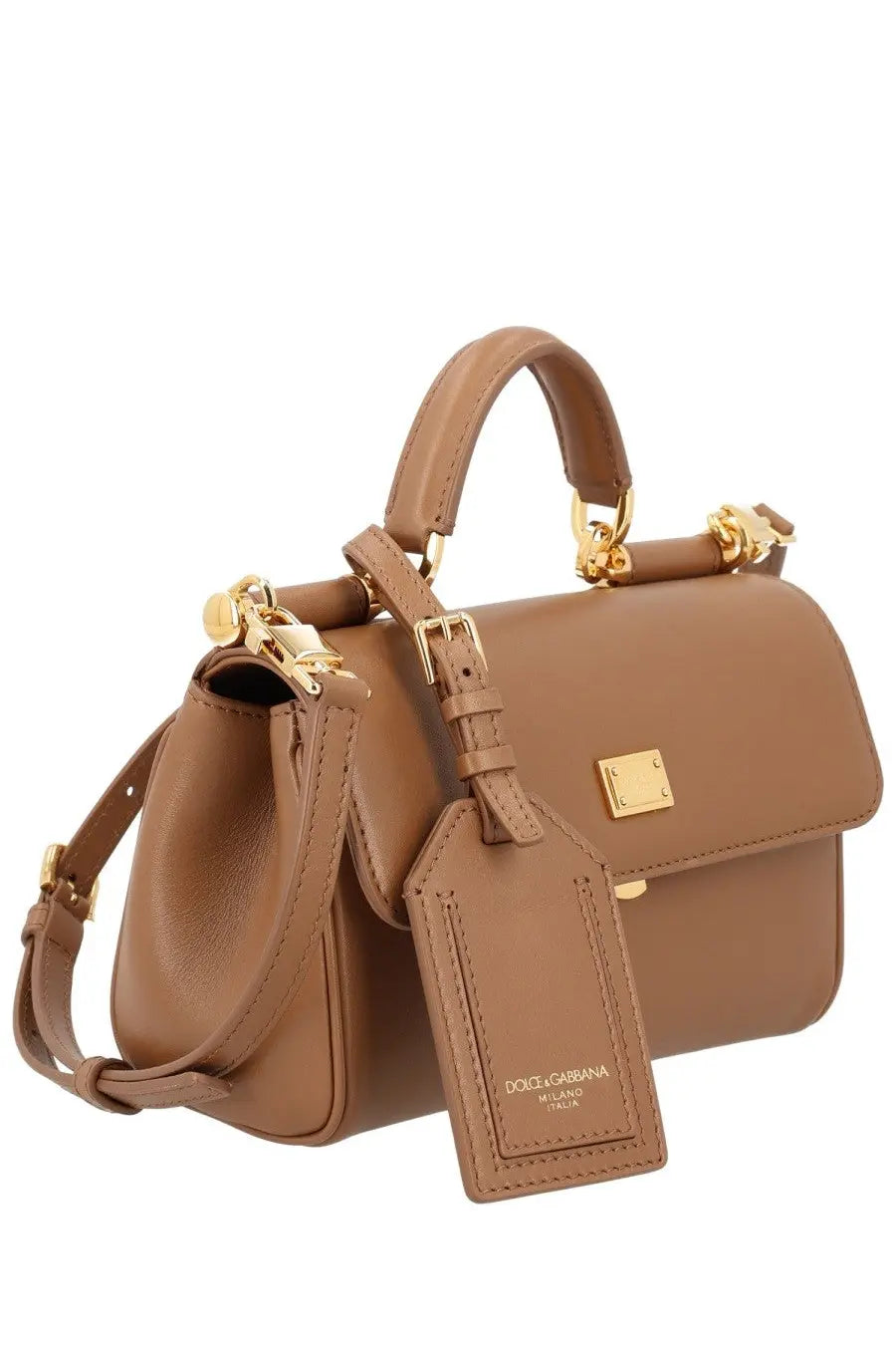 Dolce &amp; Gabbana women’s my sicily bag brown tan leather handbag with gold-tone hardware and matching logo tag