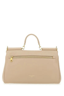 Dolce &amp; Gabbana women’s MY Sicily beige leather handbag with gold-tone hardware and top handle