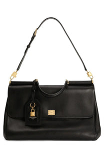 Dolce &amp; gabbana women’s my sicily handbag black leather with gold-tone hardware and detachable shoulder strap
