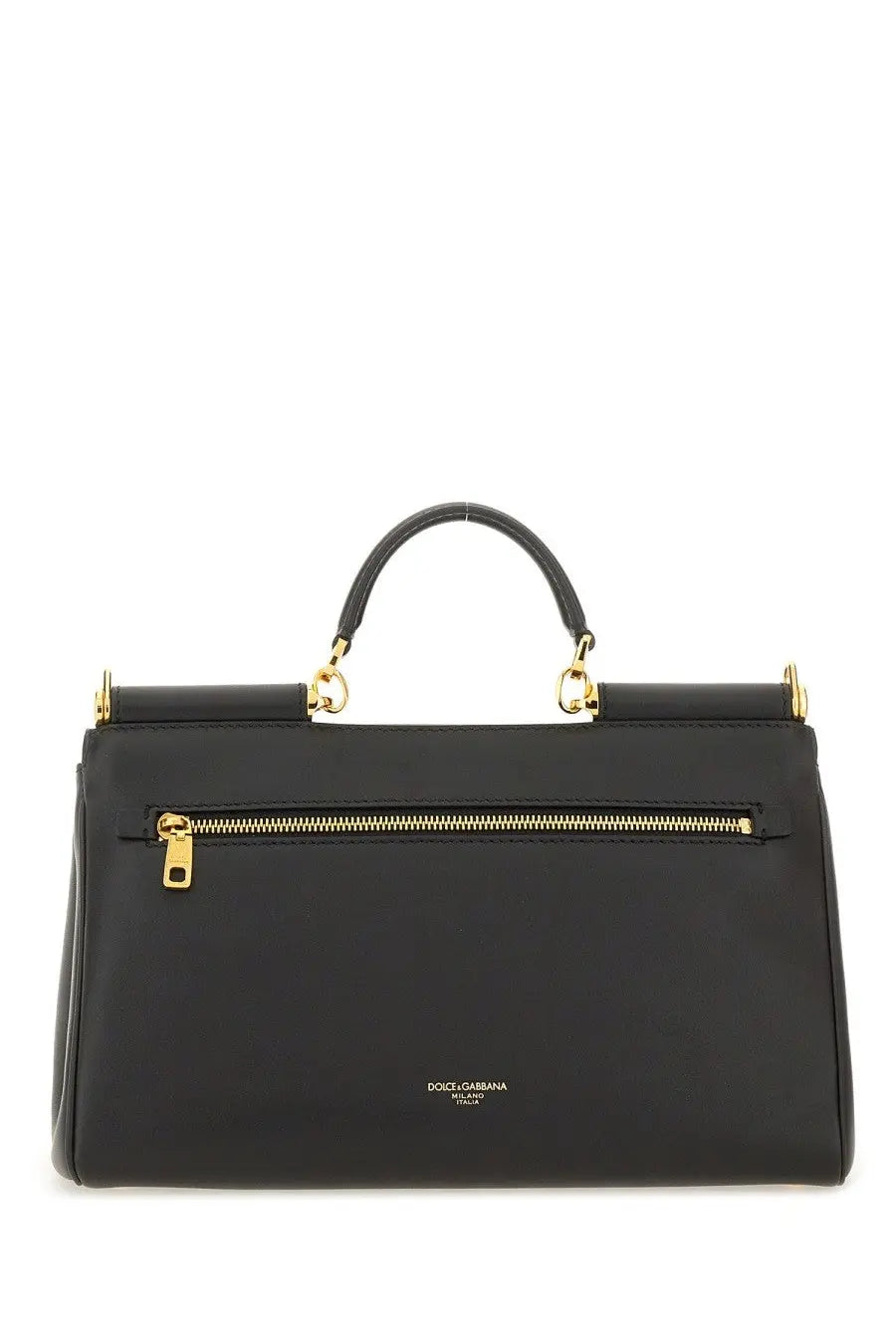 Dolce &amp; Gabbana women’s my sicily black leather handbag with gold-tone hardware and top handle