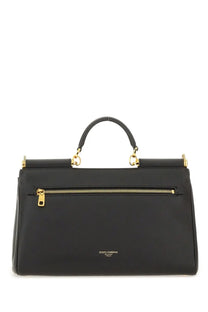Dolce &amp; Gabbana women’s my sicily black leather handbag with gold-tone hardware and top handle