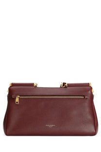 Dolce &amp; Gabbana women’s my sicily handbag in burgundy leather with gold hardware and front zipper closure