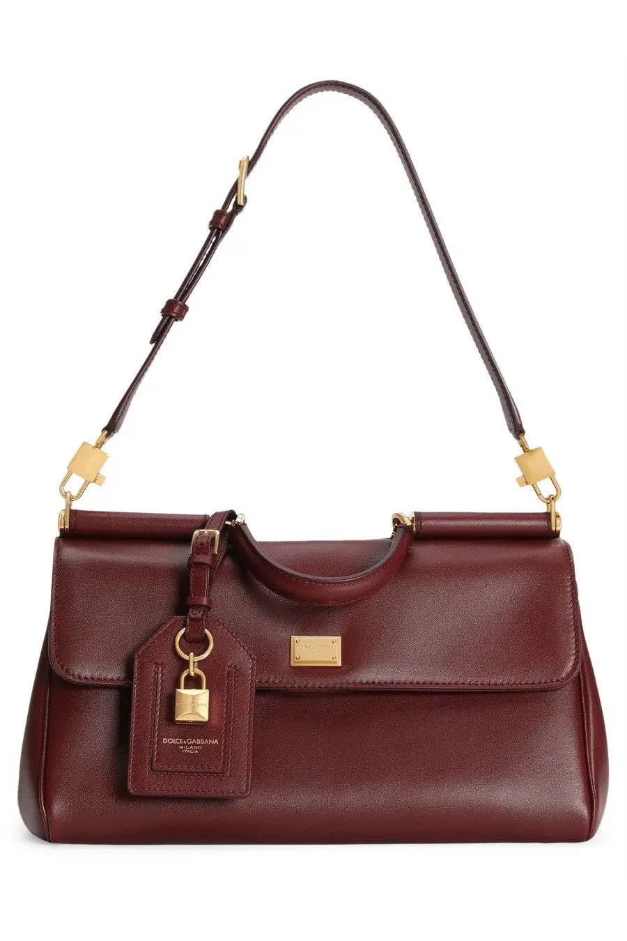 Dolce &amp; Gabbana women’s my Sicily handbag in rich burgundy leather with gold-tone hardware and detachable shoulder strap