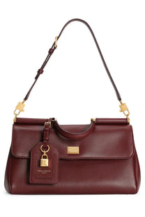 Dolce &amp; Gabbana women’s my Sicily handbag in rich burgundy leather with gold-tone hardware and detachable shoulder strap