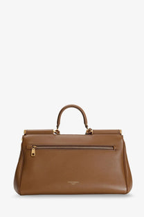 Dolce &amp; Gabbana women’s my sicily beige leather handbag with gold-tone hardware and top handle