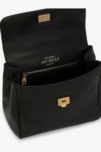 Dolce &amp; Gabbana women’s my sicily black leather crossbody bag with gold-tone hardware and minimalist design