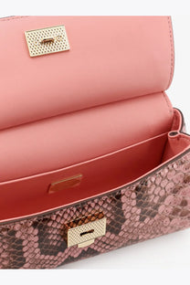 Dolce &amp; Gabbana women’s sicily python handbag in pink snakeskin with gold-tone hardware and matching interior lining