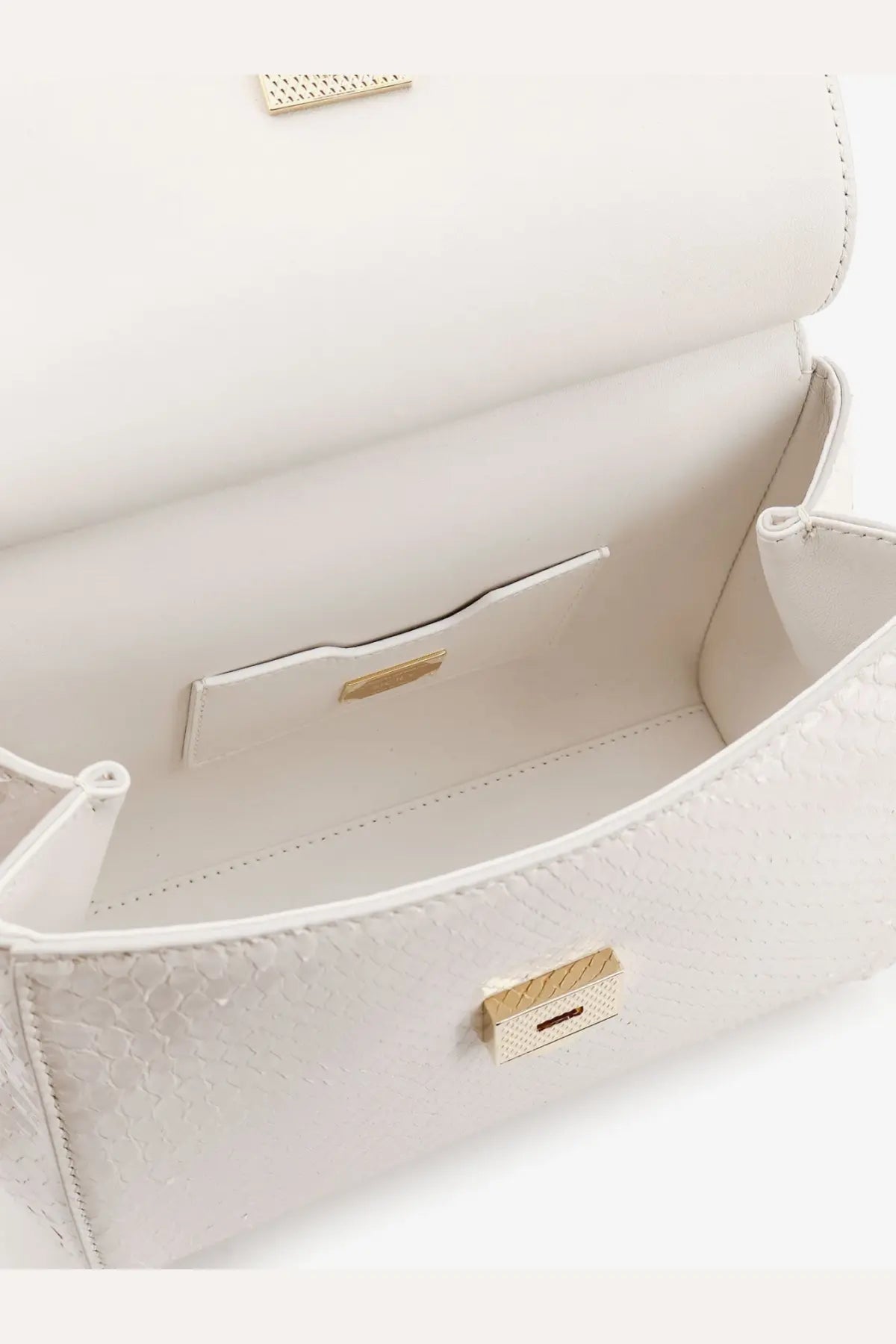 Dolce &amp; Gabbana women’s Sicily python handbag in white crocodile-embossed leather with gold hardware and minimalist interior