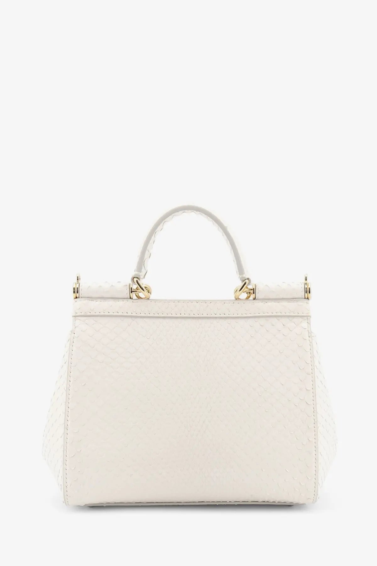 Dolce &amp; Gabbana women’s Sicily python white handbag with textured leather gold-tone hardware and braided handles