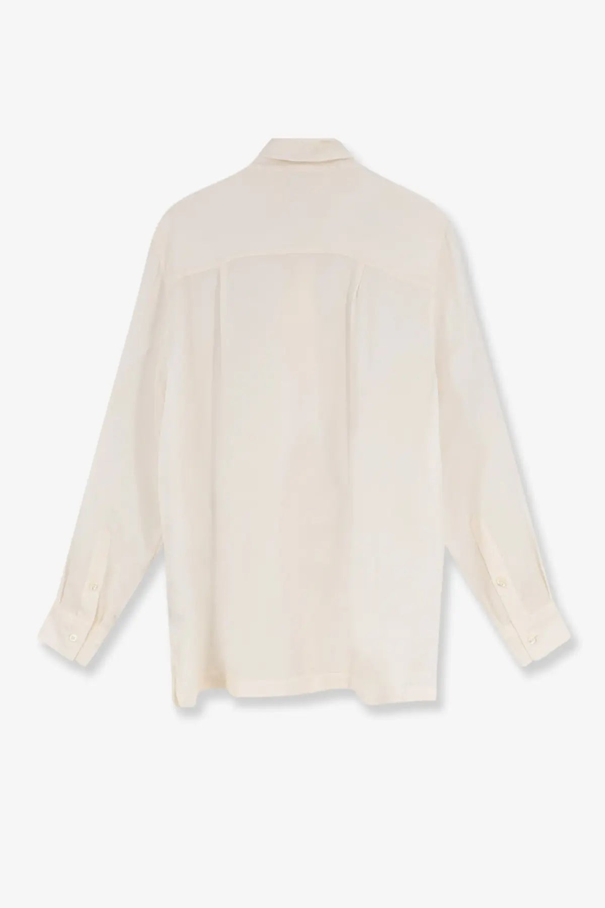 Dolce &amp; gabbana women’s cream-colored silk blouse with a relaxed fit and subtle back pleats shown from the back