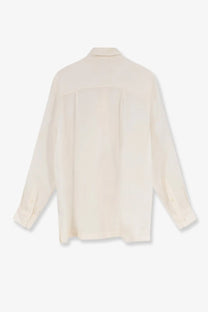 Dolce &amp; gabbana women’s cream-colored silk blouse with a relaxed fit and subtle back pleats shown from the back