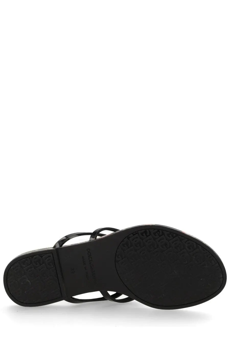 Dolce &amp; Gabbana women’s slide multicolor sandal with black leather strap sleek minimalist design embossed logo sole
