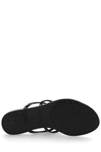 Dolce &amp; Gabbana women’s slide multicolor sandal with black leather strap sleek minimalist design embossed logo sole