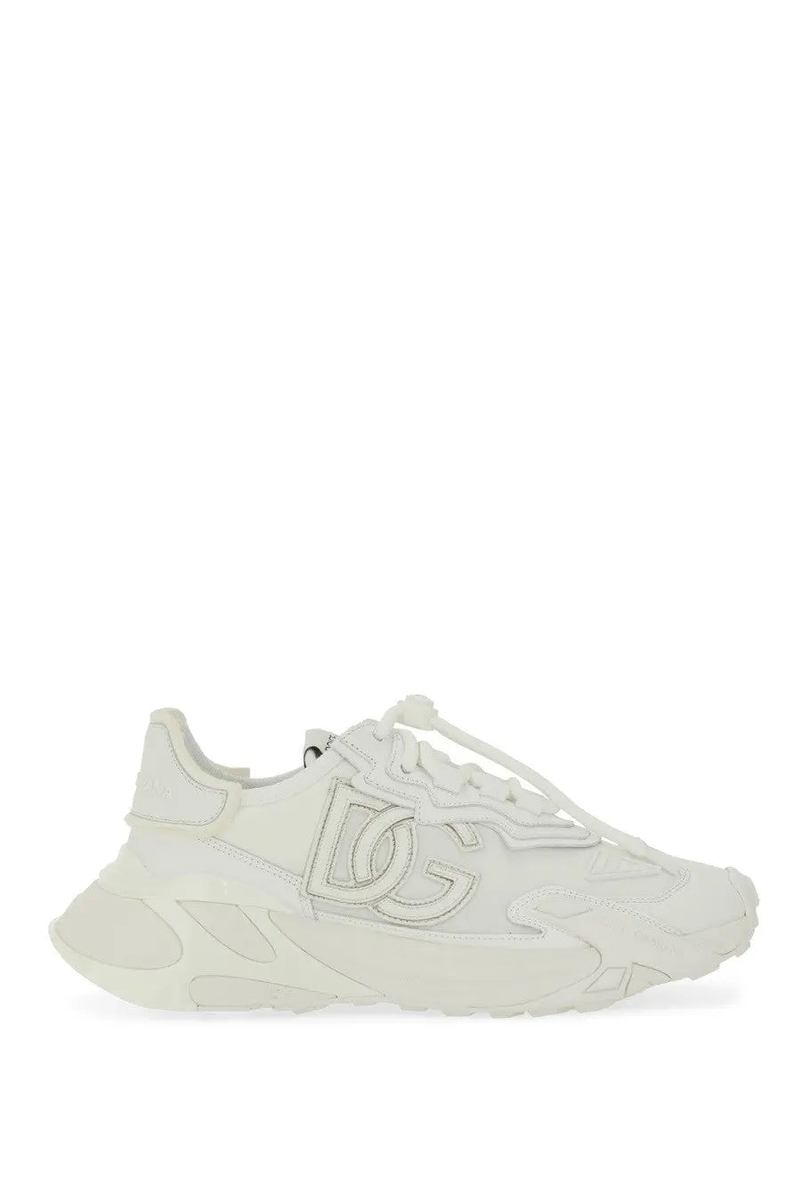 Dolce &amp; gabbana women’s white sneaker with chunky sculpted sole and embossed logo detailing on leather upper