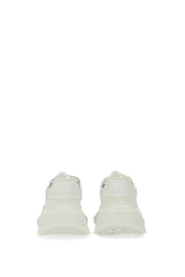 Dolce &amp; gabbana women’s white chunky sneakers with sleek minimalist design and subtle heel branding back view