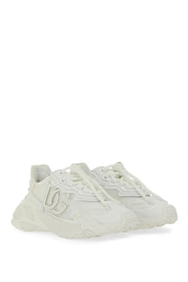 Dolce &amp; Gabbana women’s white dc sneakers with chunky layered design and subtle metallic logo detailing