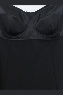 Dolce and gabbana women’s black satin underwire bra with smooth glossy finish and structured cups