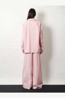 Dolce &amp; Gabbana women’s pink and white striped cotton pajama shirt with relaxed oversized fit