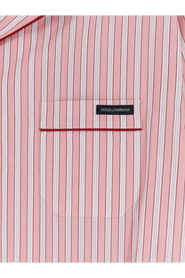 Dolce &amp; Gabbana women’s striped cotton pajama shirt with pink and white vertical stripes and black label on chest pocket