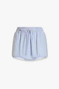 Dolce &amp; Gabbana women’s light blue and white striped cotton poplin culotte shorts with drawstring waistband