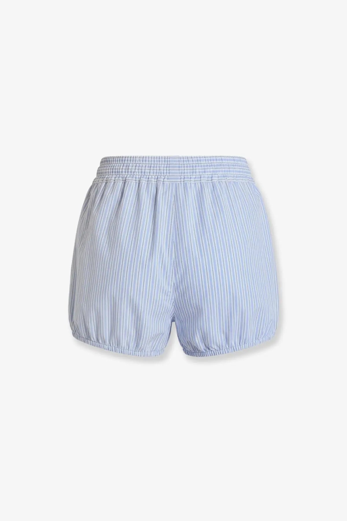 Dolce &amp; gabbana women’s light blue and white striped cotton poplin culotte shorts with gathered elastic waistband