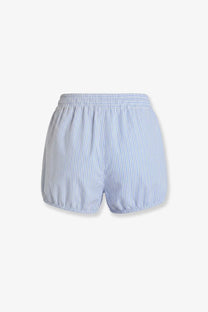 Dolce &amp; gabbana women’s light blue and white striped cotton poplin culotte shorts with gathered elastic waistband