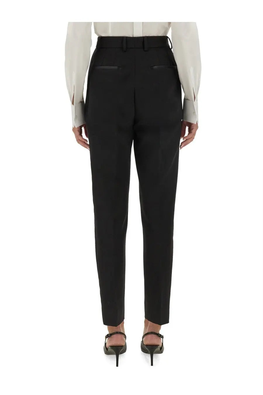 Dolce &amp; gabbana women’s tailored tuxedo pants black with sleek straight-leg cut and subtle stitching details