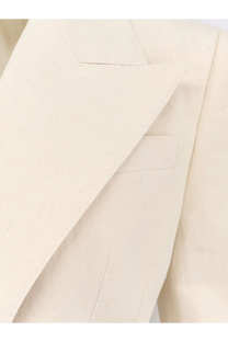 Dolce &amp; Gabbana women’s cream-colored Taormina rustic canvas blazer with structured tailored design and subtle texture
