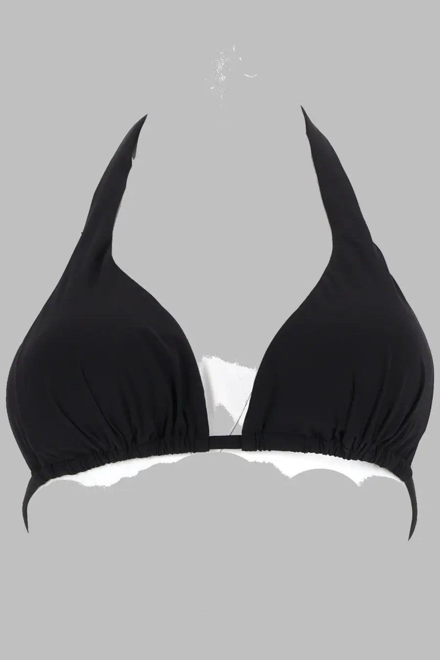 Dolce &amp; Gabbana women’s black halter bikini top with ruched fabric and scalloped edge in triangolo imbottito style