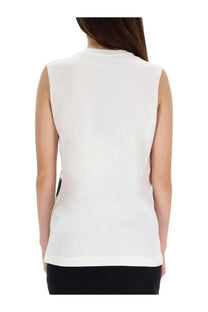 Dolce &amp; Gabbana women’s white sleeveless top with subtle black side zipper detail perfect for stylish wear