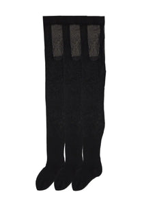 Dolce &amp; gabbana women’s tripack black lace thigh-high stockings with sheer patterned panels at the top