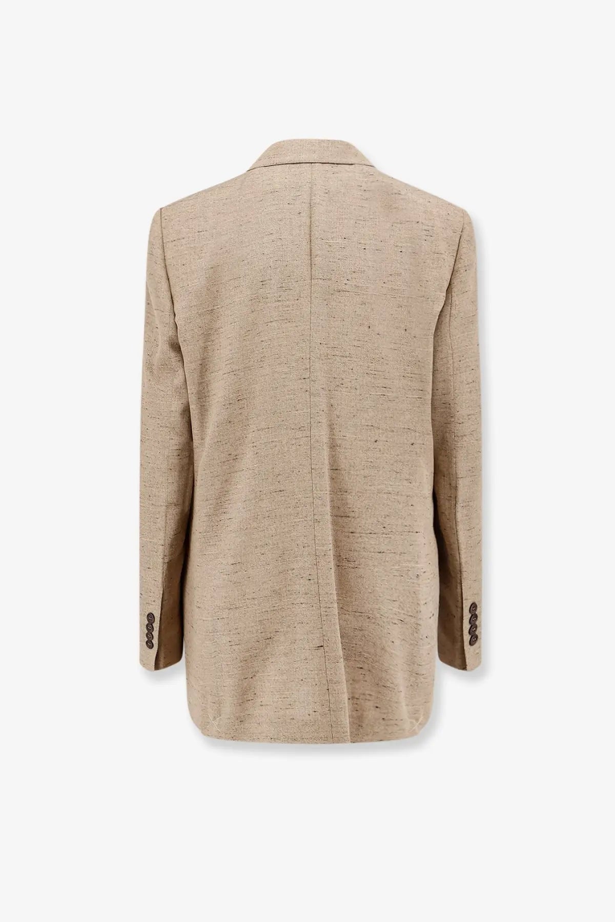 Dolce &amp; Gabbana women’s beige viscose and linen blazer with subtle speckled pattern and dark brown buttons