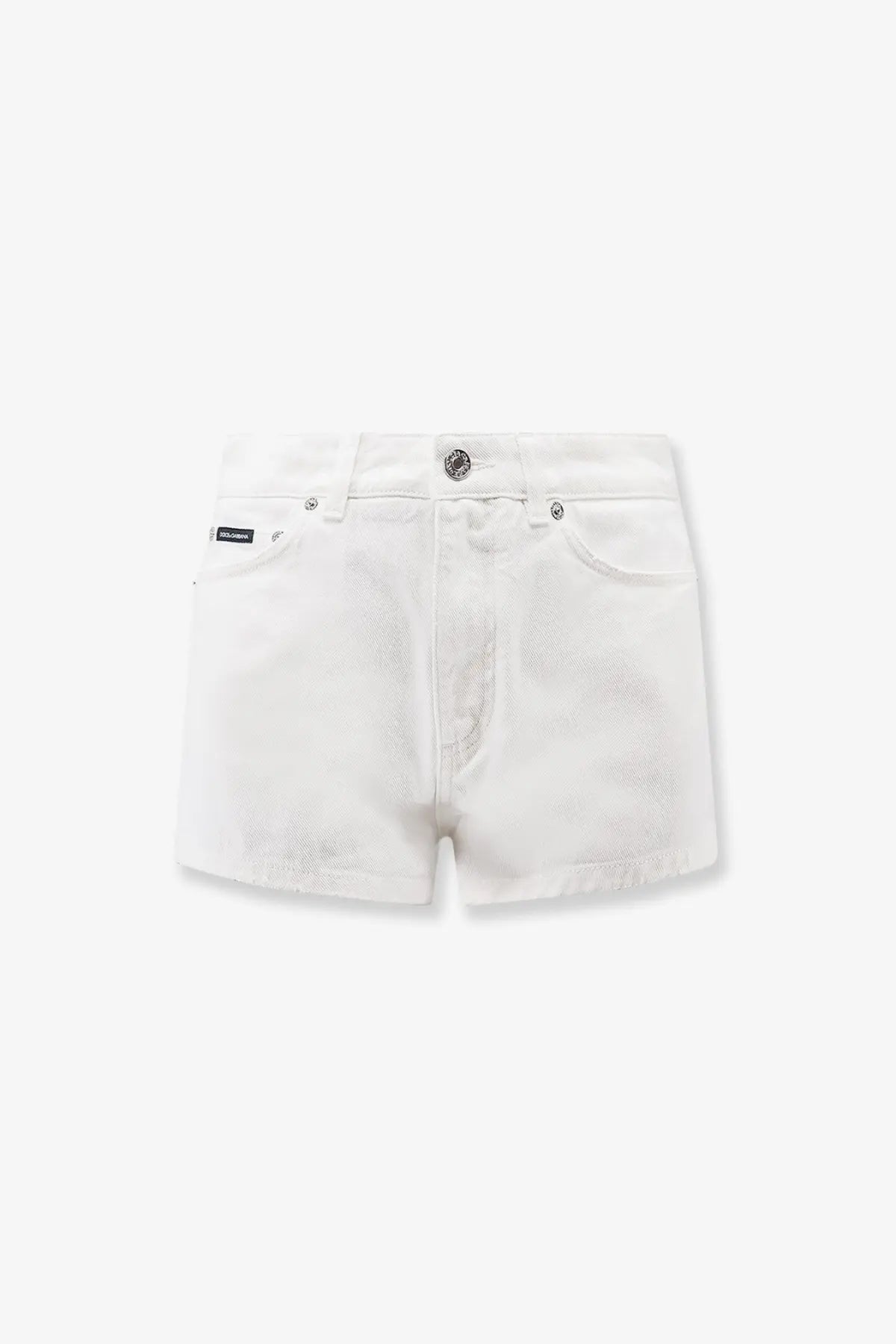 Dolce &amp; Gabbana women’s white denim shorts with classic five-pocket design and button closure in white