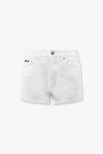 Dolce &amp; Gabbana women’s white denim shorts with classic five-pocket design and button closure in white